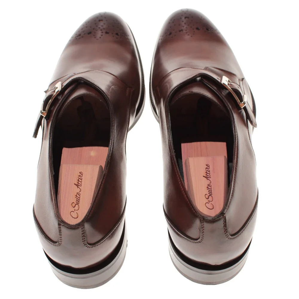 Pastori NWB Single Monk Strap Dress Shoes Size 12 US in Brown Leather